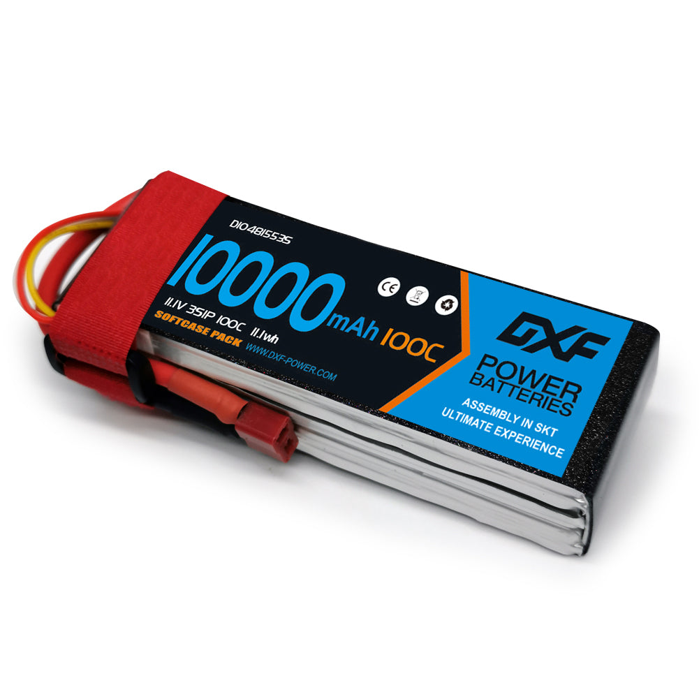 DXF LiPo Battery 3S 11.1V 10000mAh 100C Graphene Softcase with EC5 / T / TRX / XT60 / XT90 / XT150 / Q8s Plug for RC 1/8 1/10 Buggy Truck Car Off-Road Drone