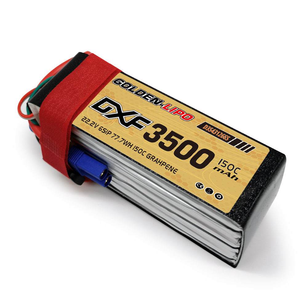 DXF Lipo Battery 6S 22.2V 3500mAh 150C GoldSeries Graphene Softcase with EC5 / T / TRX / XT60 / XT90 / XT150 / Q8s Plug for RC 1/8 1/10 Buggy Truck Car Off-Road Drone
