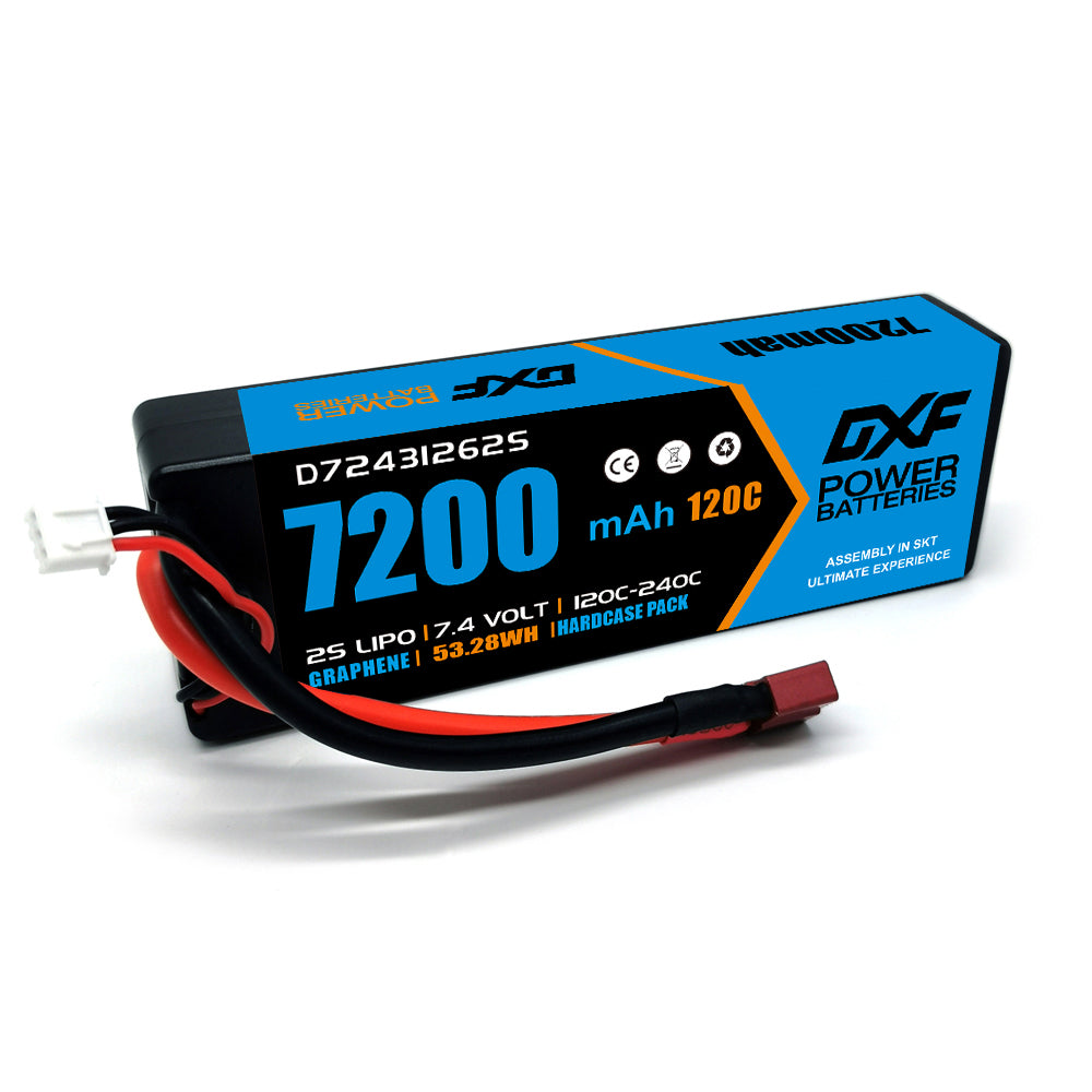 DXF LiPo Battery 2S 7.4V 7200mAh 120C Graphene Hardcase with EC5 / T / TRX / XT60 / XT90 / XT150 / Q8s Plug for RC 1/8 1/10 Buggy Truck Car Off-Road Drone