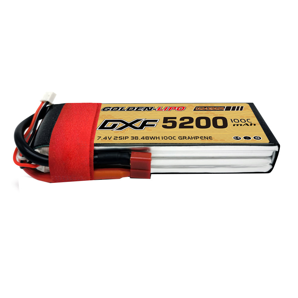 DXF Lipo Battery 2S 7.4V 5200mAh 100C GoldSeries Graphene Softcase with EC5 / T / TRX / XT60 / XT90 / XT150 / Q8s Plug for RC 1/8 1/10 Buggy Truck Car Off-Road Drone