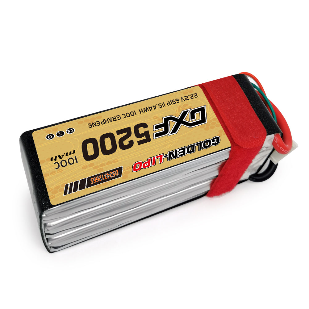 DXF Lipo Battery 6S 22.2V 5200mAh 100C GoldSeries Graphene Softcase with EC5 / T / TRX / XT60 / XT90 / XT150 / Q8s Plug for RC 1/8 1/10 Buggy Truck Car Off-Road Drone