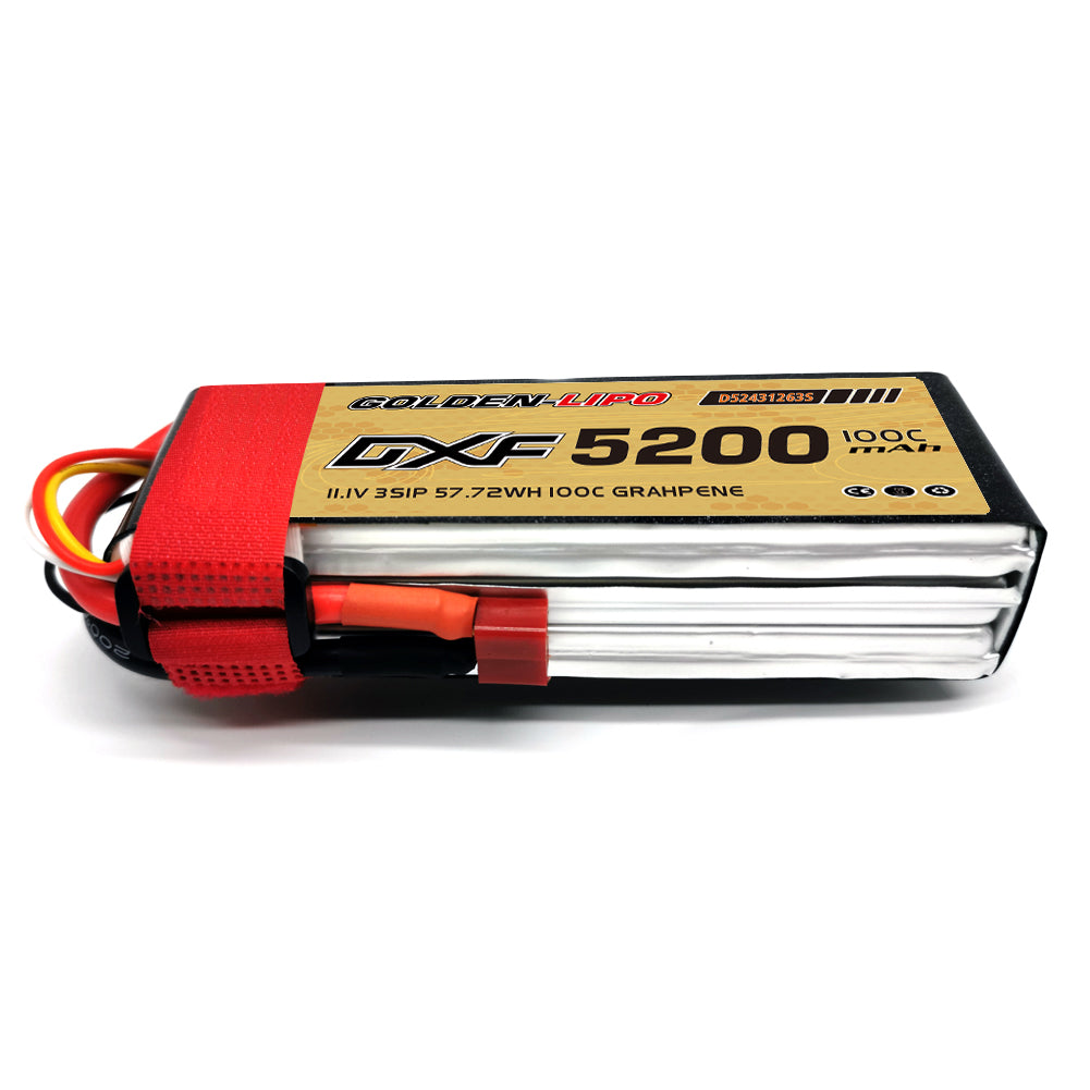 DXF Lipo Battery 3S 11.1V 5200mAh 100C GoldSeries Graphene Softcase with EC5 / T / TRX / XT60 / XT90 / XT150 / Q8s Plug for RC 1/8 1/10 Buggy Truck Car Off-Road Drone