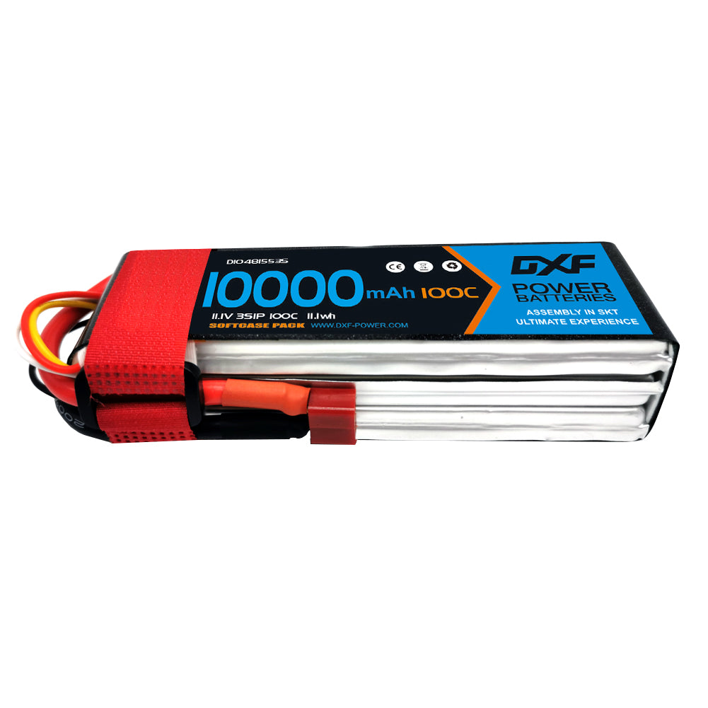 DXF LiPo Battery 3S 11.1V 10000mAh 100C Graphene Softcase with EC5 / T / TRX / XT60 / XT90 / XT150 / Q8s Plug for RC 1/8 1/10 Buggy Truck Car Off-Road Drone