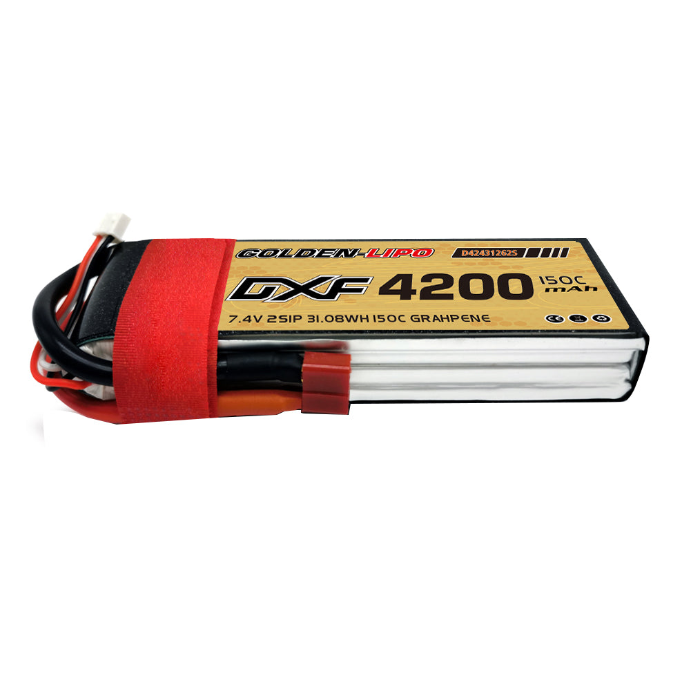 DXF Lipo Battery 2S 7.4V 4200mAh 150C GoldSeries Graphene Softcase with EC5 / T / TRX / XT60 / XT90 / XT150 / Q8s Plug for RC 1/8 1/10 Buggy Truck Car Off-Road Drone