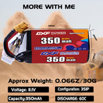 DXF LiPo Battery 3S 11.1V 350mAh 60C with PH2.0 / JST / XT30 / SM / XT60 / EC5 / XT90 for FPV Drone Whoop Micro Racing