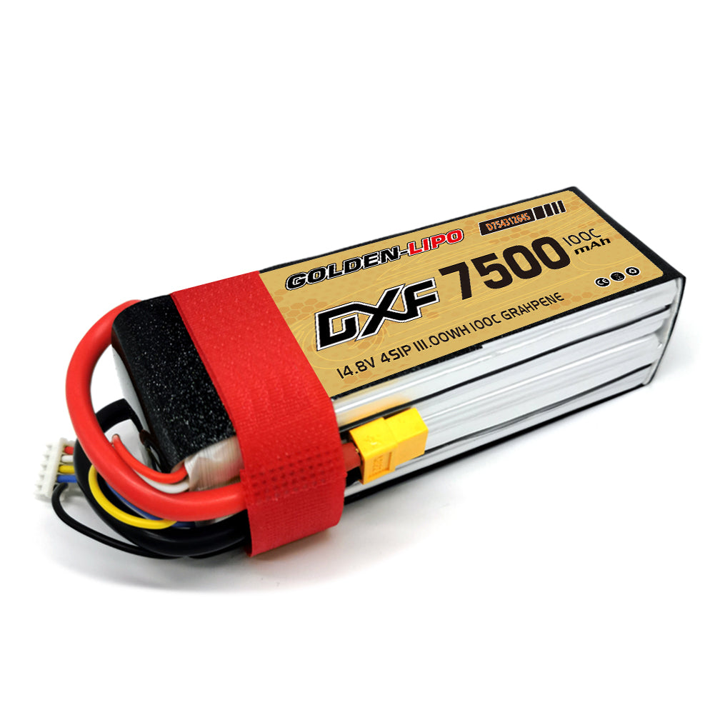 DXF Lipo Battery 4S 14.8V 7500mAh 100C Graphene Softcase with EC5 / T / TRX / XT60 / XT90 / XT150 / Q8s Plug for RC 1/8 1/10 Buggy Truck Car Off-Road Drone