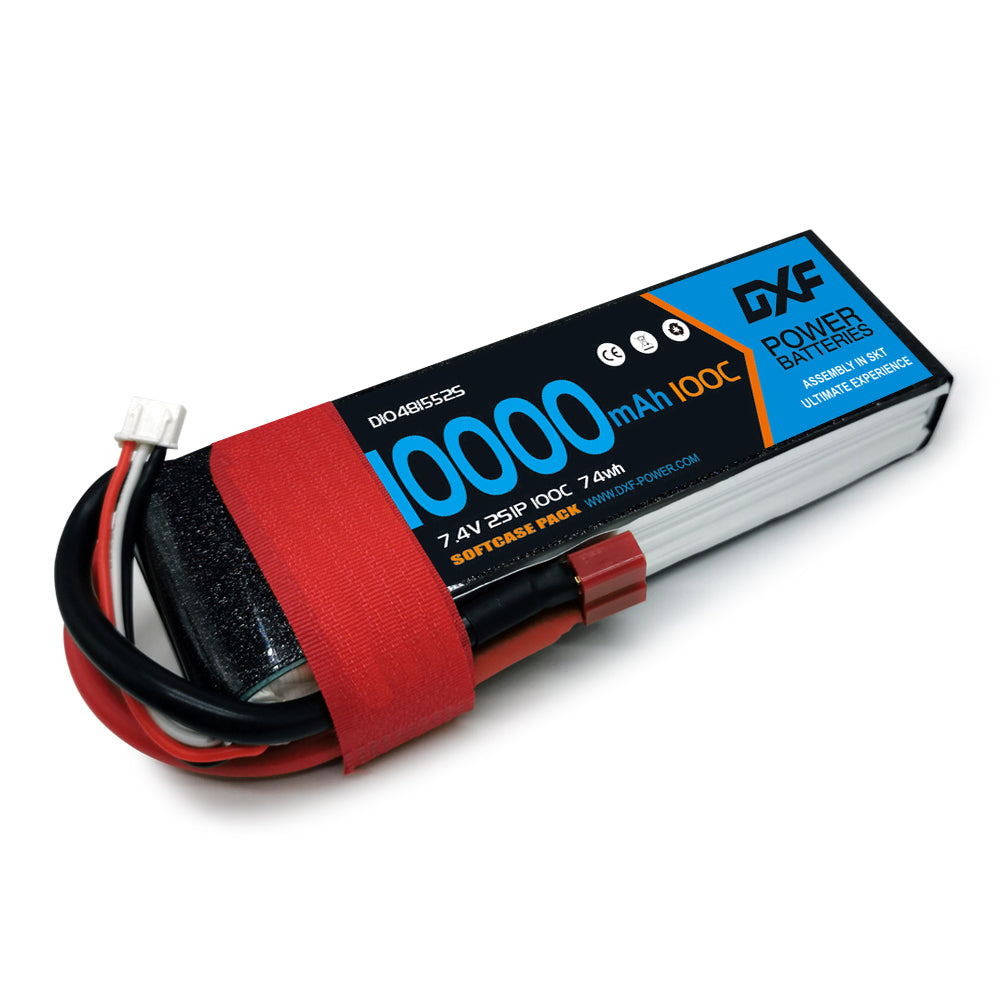 DXF LiPo Battery 2S 7.4V 10000mAh 100C Graphene Softcase with EC5 / T / TRX / XT60 / XT90 / XT150 / Q8s Plug for RC 1/8 1/10 Buggy Truck Car Off-Road Drone