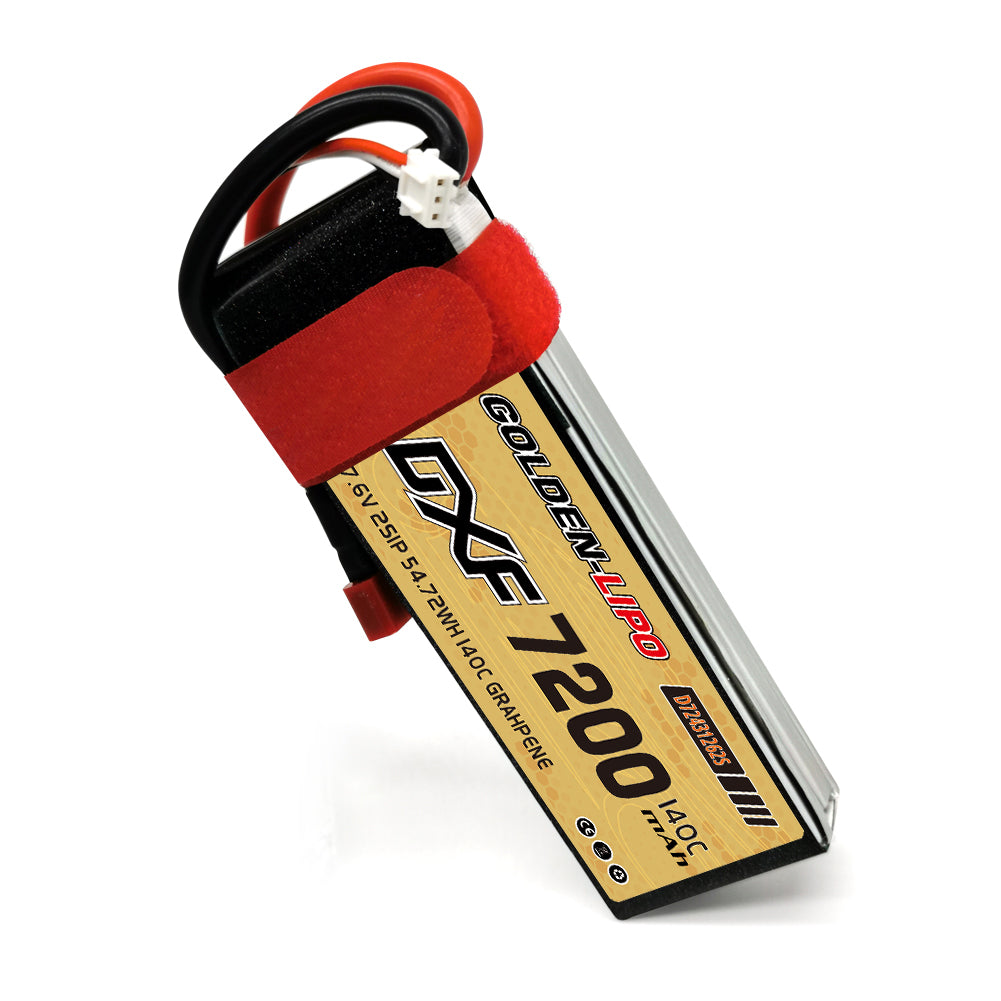 DXF Lipo Battery 2S HV 7.6V 7200mAh 140C GoldSeries Graphene Hardcase with EC5 / T / TRX / XT60 / XT90 / XT150 / Q8s Plug for RC 1/8 1/10 Buggy Truck Car Off-Road Drone