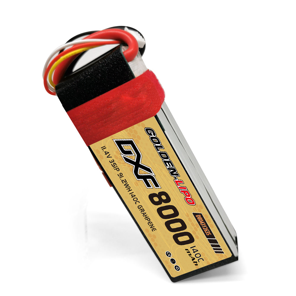 DXF Lipo Battery 3S HV 11.4V 8000mAh 140C GoldSeries Graphene Softcase with EC5 / T / TRX / XT60 / XT90 / XT150 / Q8s Plug for RC 1/8 1/10 Buggy Truck Car Off-Road Drone