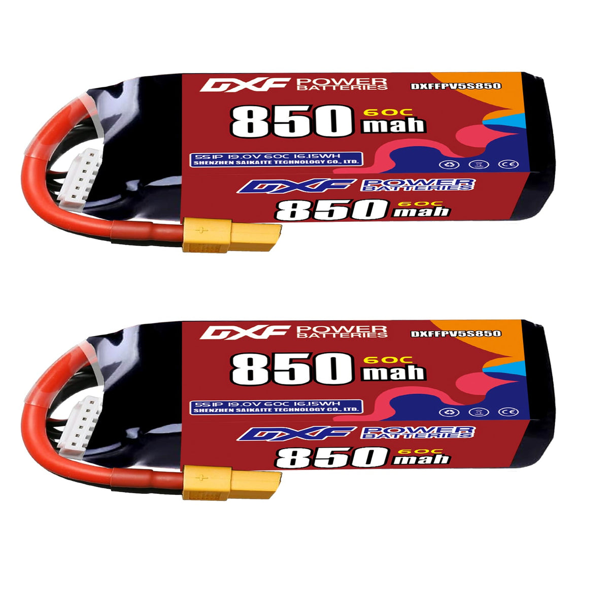 DXF LiPo Battery 5S HV 19.0V 850mAh 60C with PH2.0 / JST / XT30 / SM / XT60 / EC5 / XT90 for FPV Drone Whoop Micro Racing