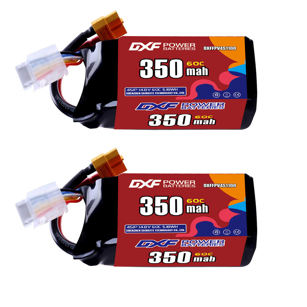 DXF LiPo Battery 4S 14.8V 350mAh 60C with PH2.0 / JST / XT30 / SM / XT60 / EC5 / XT90 for FPV Drone Whoop Micro Racing