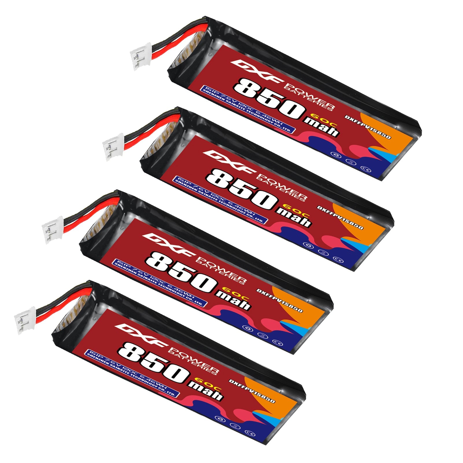 DXF LiPo Battery 1S HV 3.8V 850mAh 60C with PH2.0 / JST / XT30 / SM / XT60 / EC5 / XT90 for FPV Drone Whoop Micro Racing