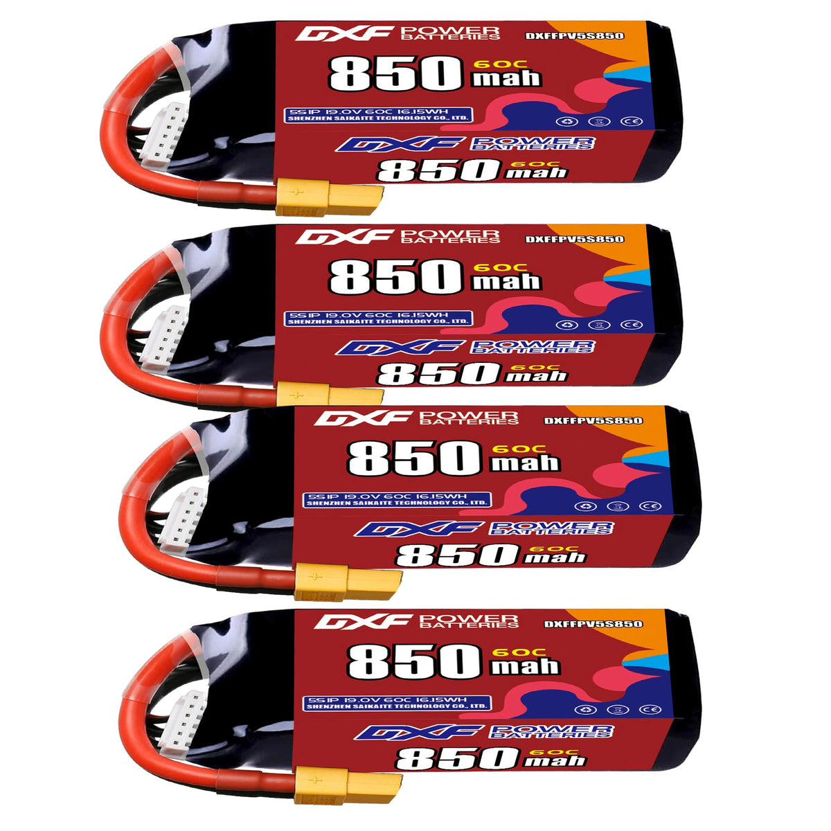 DXF LiPo Battery 5S HV 19.0V 850mAh 60C with PH2.0 / JST / XT30 / SM / XT60 / EC5 / XT90 for FPV Drone Whoop Micro Racing