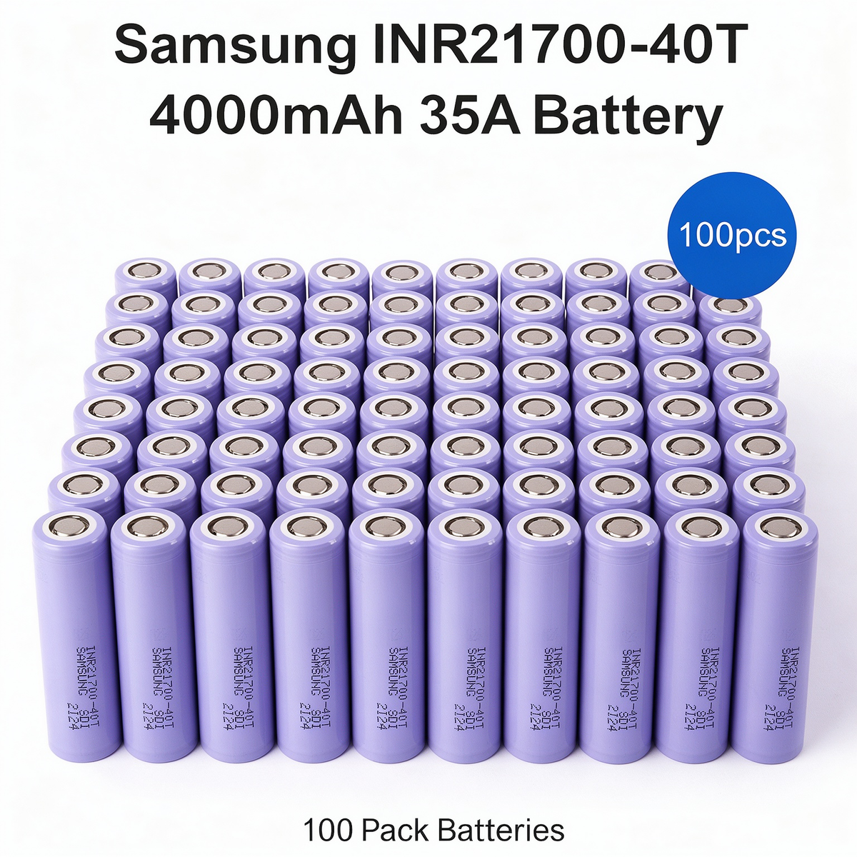 Samsung INR21700-40T 4000mAh 35A Li-ion Battery for Power Tools, E-Bikes & DIY Battery Packs (1-100 PCS)