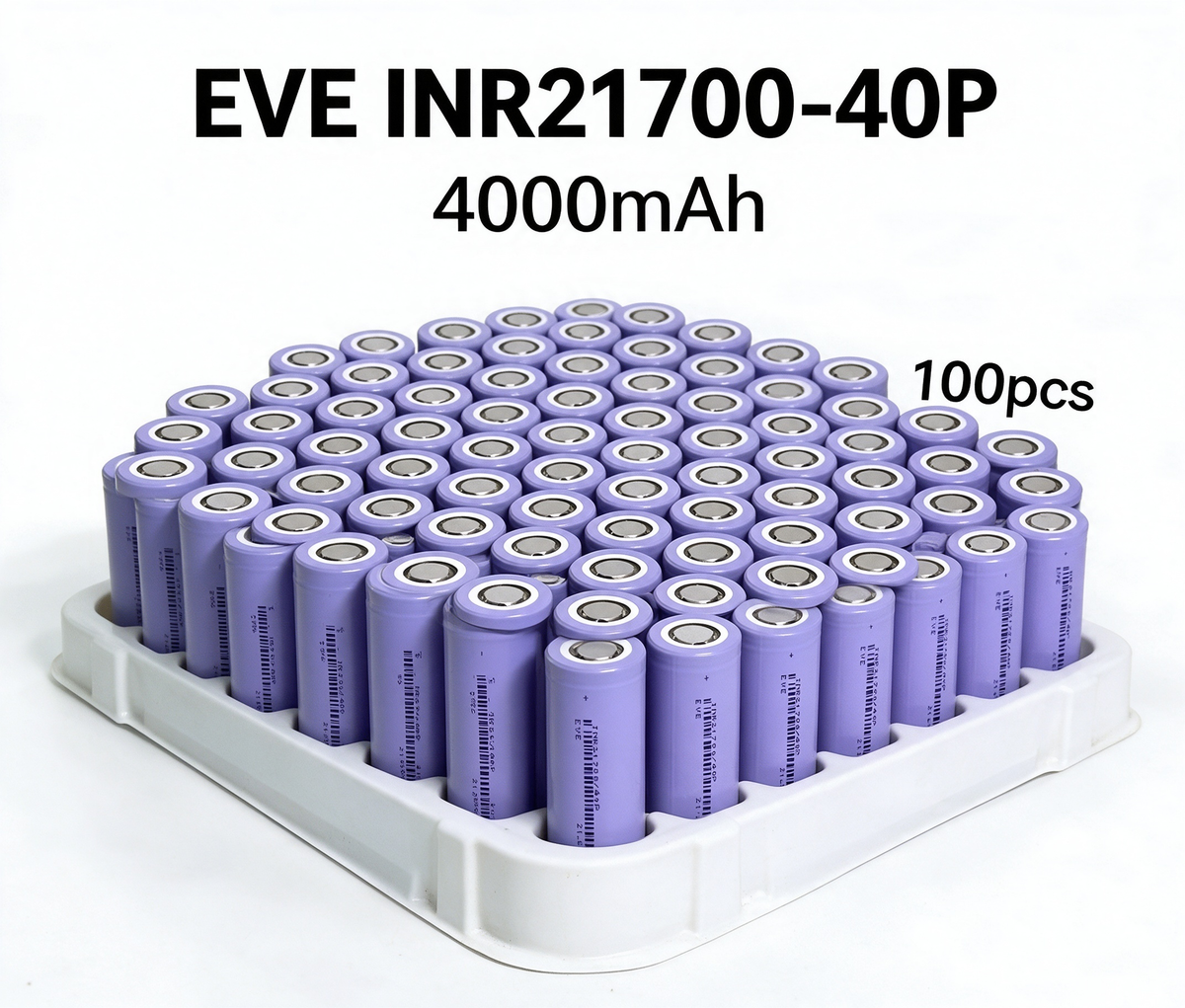 EVE INR21700-40P 4000mAh 40A Li-ion Battery for Power Tools, E-Bikes & DIY Battery Packs (1-100 PCS)
