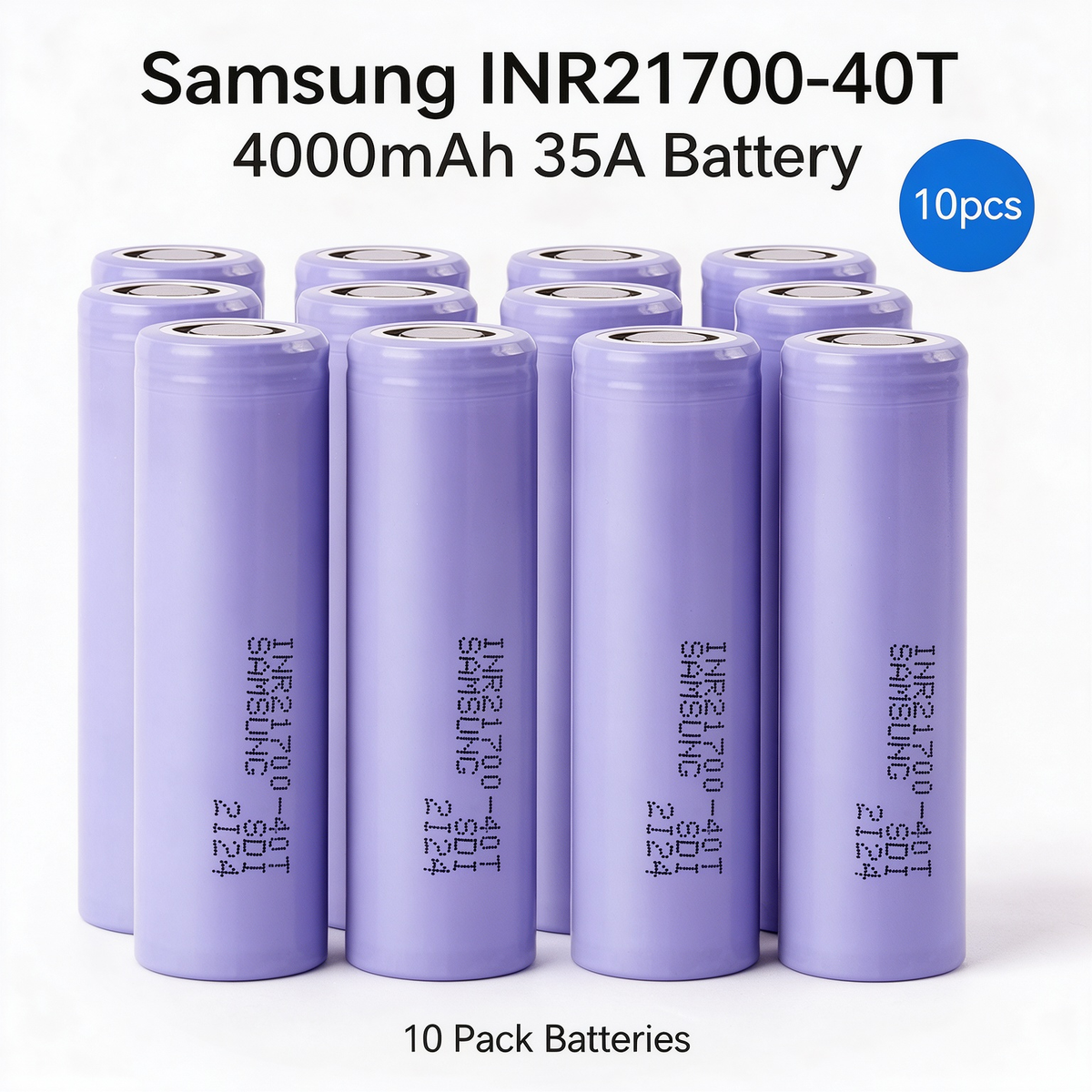 Samsung INR21700-40T 4000mAh 35A Li-ion Battery for Power Tools, E-Bikes & DIY Battery Packs (1-100 PCS)