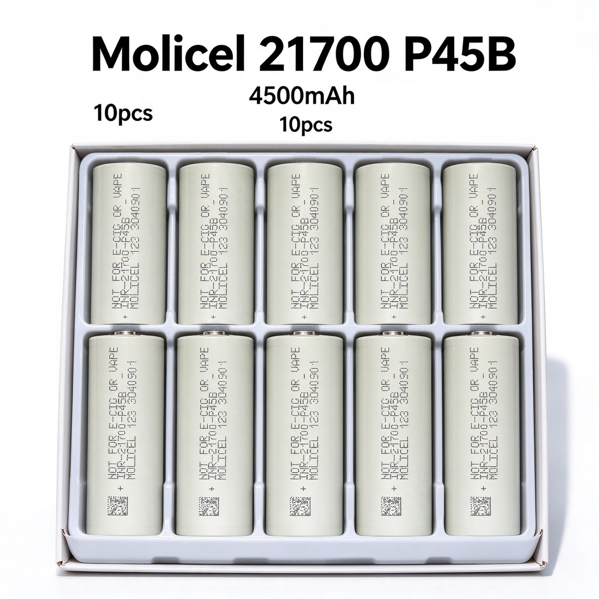 Molicel INR21700-P45B 4500mAh 45A Li-ion Battery for Power Tools, E-Bikes & DIY Battery Packs (1-100 PCS)