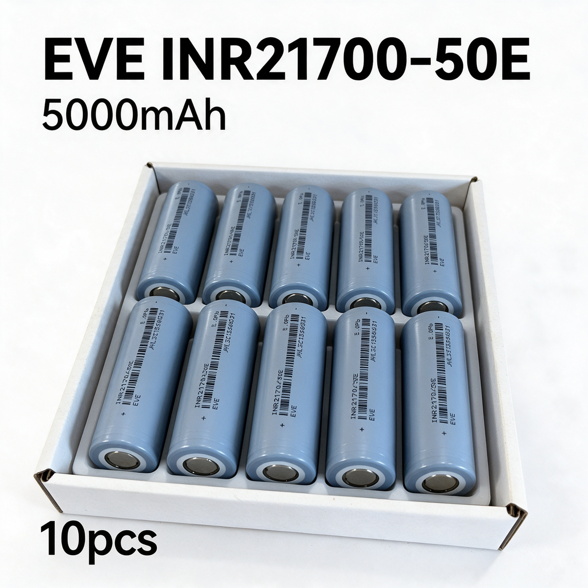 EVE INR21700-50E 5000mAh 15A Li-ion Battery for E-Bikes, Scooters & DIY Battery Packs (1-100 PCS)