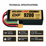 DXF Lipo Battery 6S HV 22.8V 9200mAh 140C GoldSeries Graphene Softcase with EC5 / T / TRX / XT60 / XT90 / XT150 / Q8s Plug for RC 1/8 1/10 Buggy Truck Car Off-Road Drone