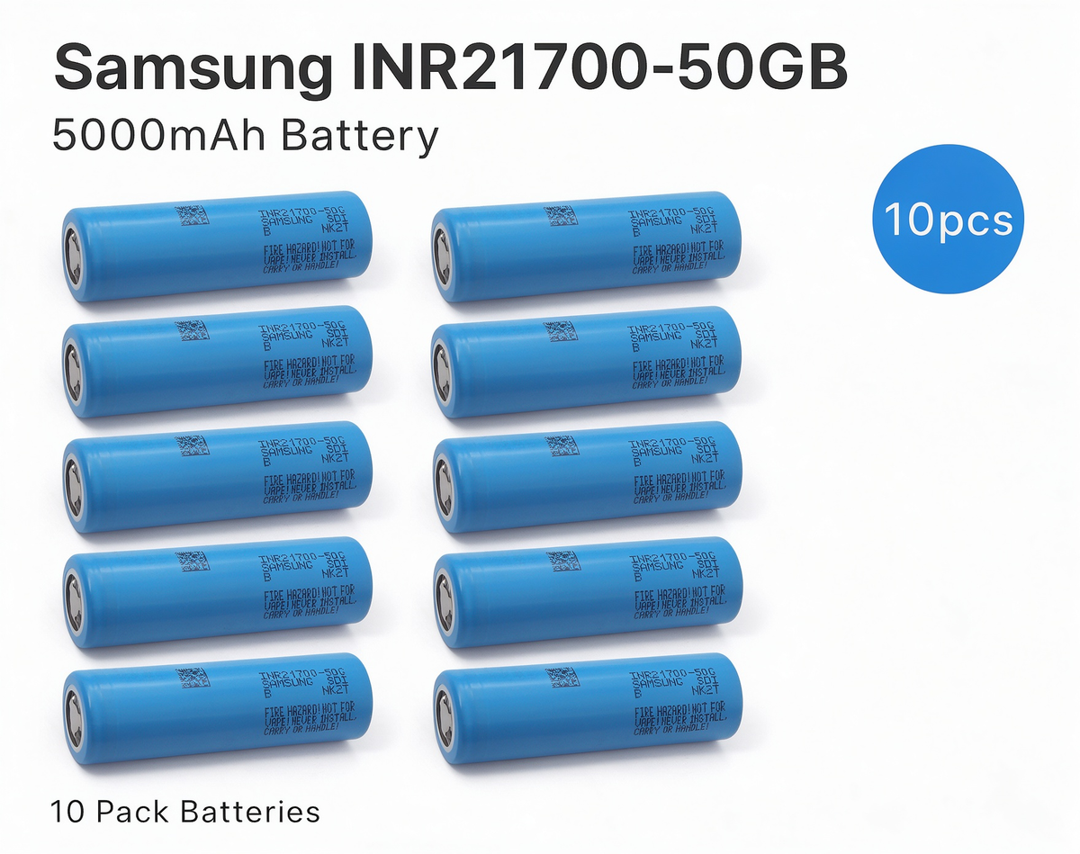 Samsung INR21700-50GB 5000mAh 15A Li-ion Battery for E-Bikes, Flashlights & DIY Battery Packs (1-100 PCS)