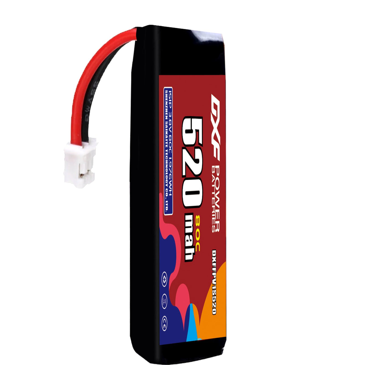 DXF LiPo Battery 1S HV 3.8V 520mAh 80C with PH2.0 / JST / XT30 / SM / XT60 / EC5 / XT90 for FPV Drone Whoop Micro Racing