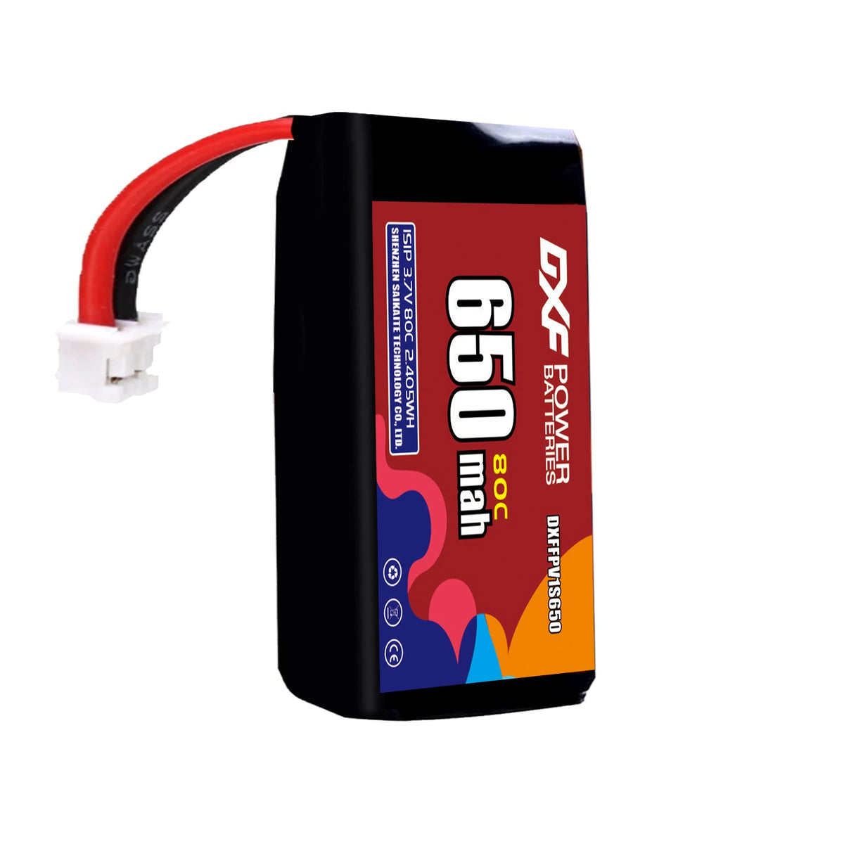 DXF LiPo Battery 1S 3.7V 650mAh 80C with PH2.0 / JST / XT30 / SM / XT60 / EC5 / XT90 for FPV Drone Whoop Micro Racing
