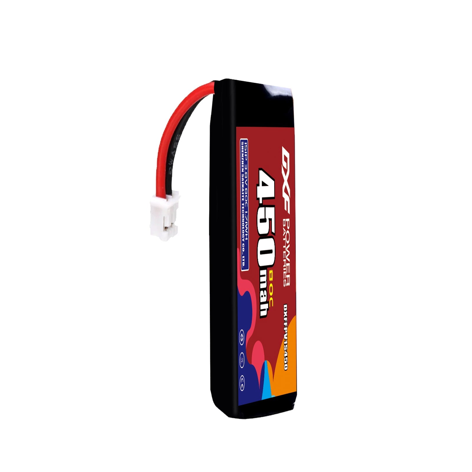 DXF LiPo Battery 1S HV 3.8V 450mAh 80C with PH2.0 / JST / XT30 / SM / XT60 / EC5 / XT90 for FPV Drone Whoop Micro Racing