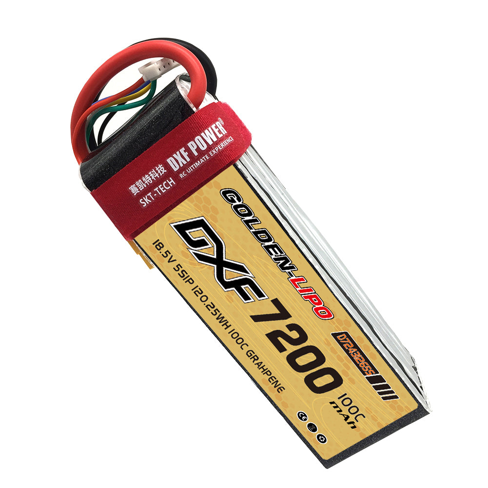 DXF Lipo Battery 5S 18.5V 7200mAh 100C Graphene Softcase with EC5 / T / TRX / XT60 / XT90 / XT150 / Q8s Plug for RC 1/8 1/10 Buggy Truck Car Off-Road Drone