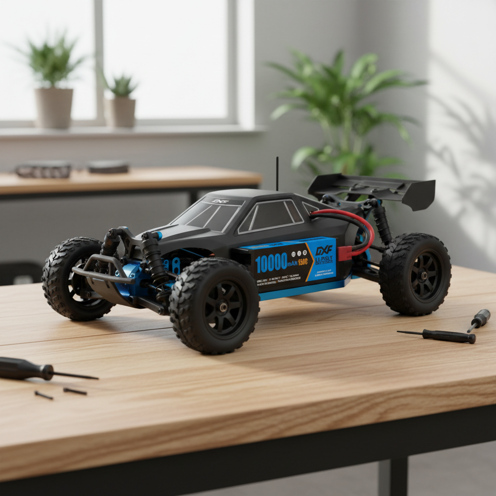 DXF Blue Version 2S HV 7.6V 10000mAh 150C Hardcase LiPo Battery with Deans T-Plug & 10AWG Wire (1-6 Pack)