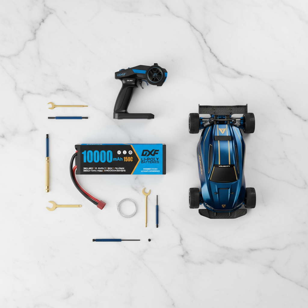 DXF Blue Version 2S HV 7.6V 10000mAh 150C Hardcase LiPo Battery with Deans T-Plug & 10AWG Wire (1-6 Pack)
