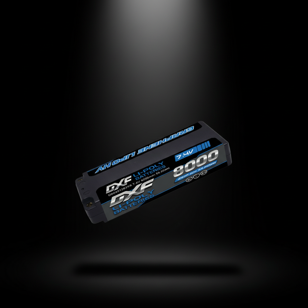 DXF 2S 7.4V 8000mAh 110C Graphene Hardcase LiPo Battery with 5mm Bullet to Deans Plug for 1/10 1/8 RC Cars, Trucks, Slash 4x4 (1-6 Pack Available)