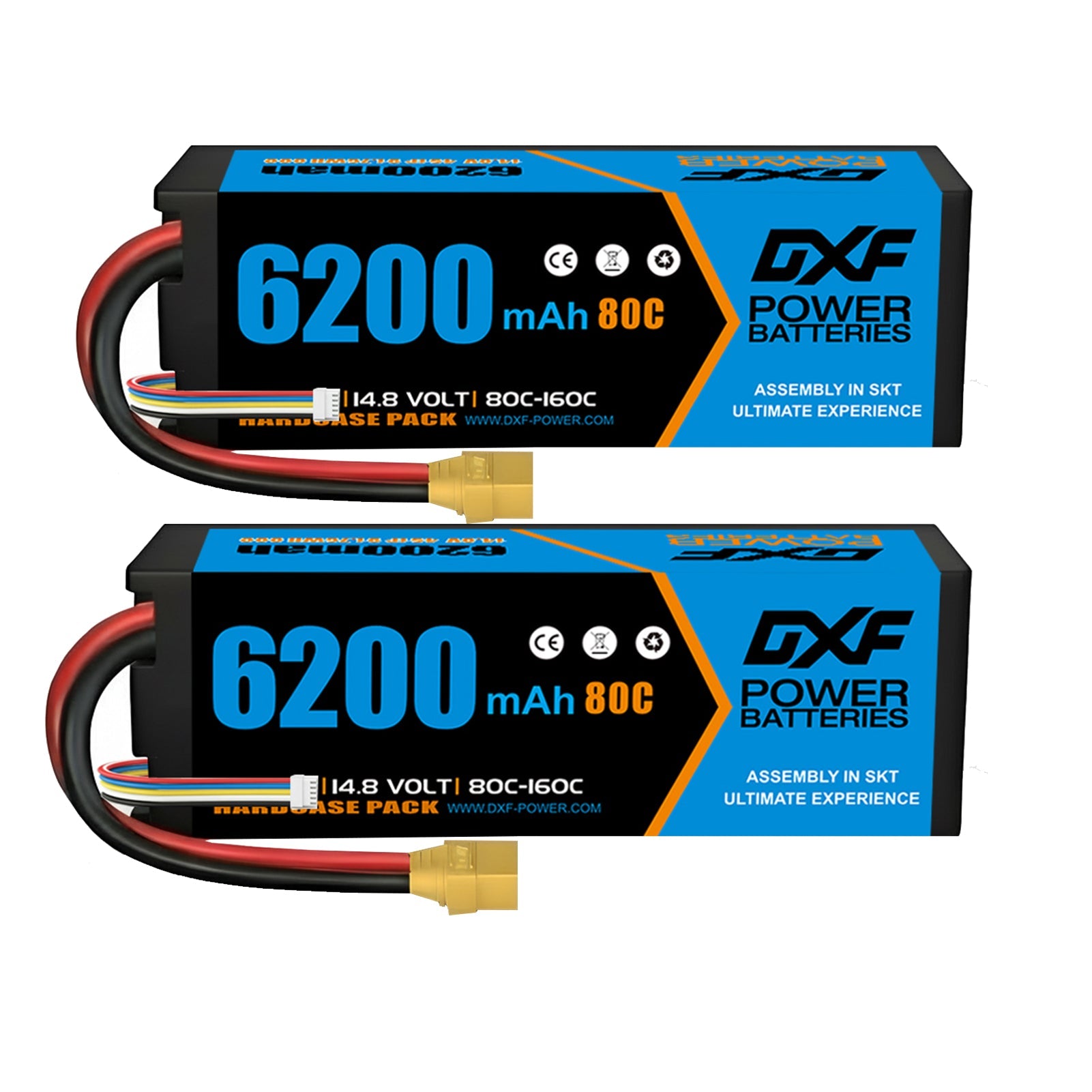DXF 4S 14.8V 6200mAh 80C Graphene Hardcase LiPo Battery XT90 for 1/8 1/10 RC Buggy Truck Car Drone (1-6 Pack)