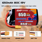 DXF LiPo Battery 6S 22.2V 650mAh 80C with PH2.0 / JST / XT30 / SM / XT60 / EC5 / XT90 for FPV Drone Whoop Micro Racing