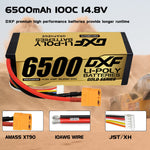 DXF LiPo Battery 4S 14.8V 6500mAh 100C Graphene Hardcase Gold with EC5 / T / TRX / XT60 / XT90 / XT150 / Q8s Plug for RC 1/8 1/10 Buggy Truck Car Off-Road Drone