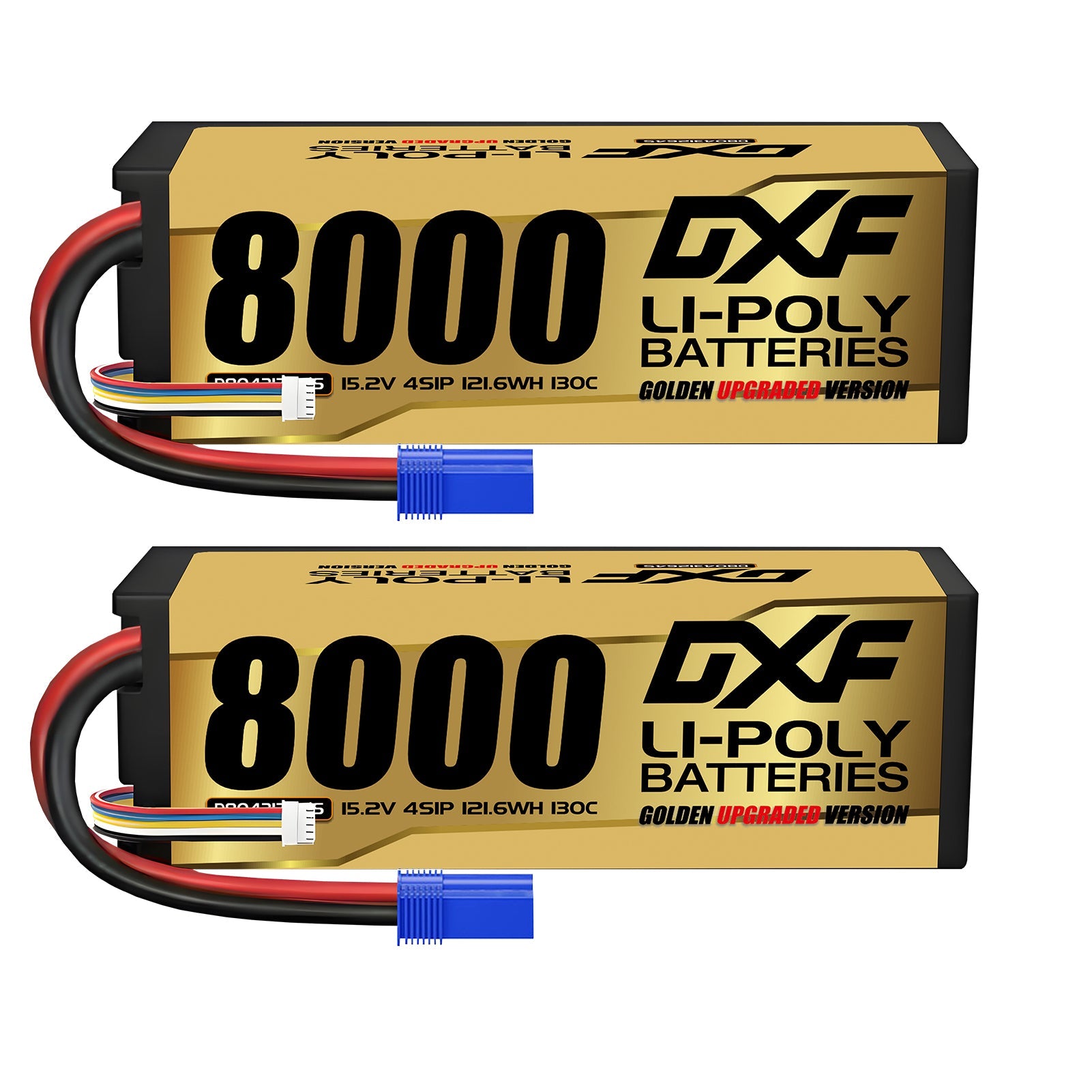 DXF Gold Standard 4S HV 15.2V 8000mAh 140C Graphene Hardcase LiPo Battery with EC5 & 10AWG Wire (1-6 Pack)