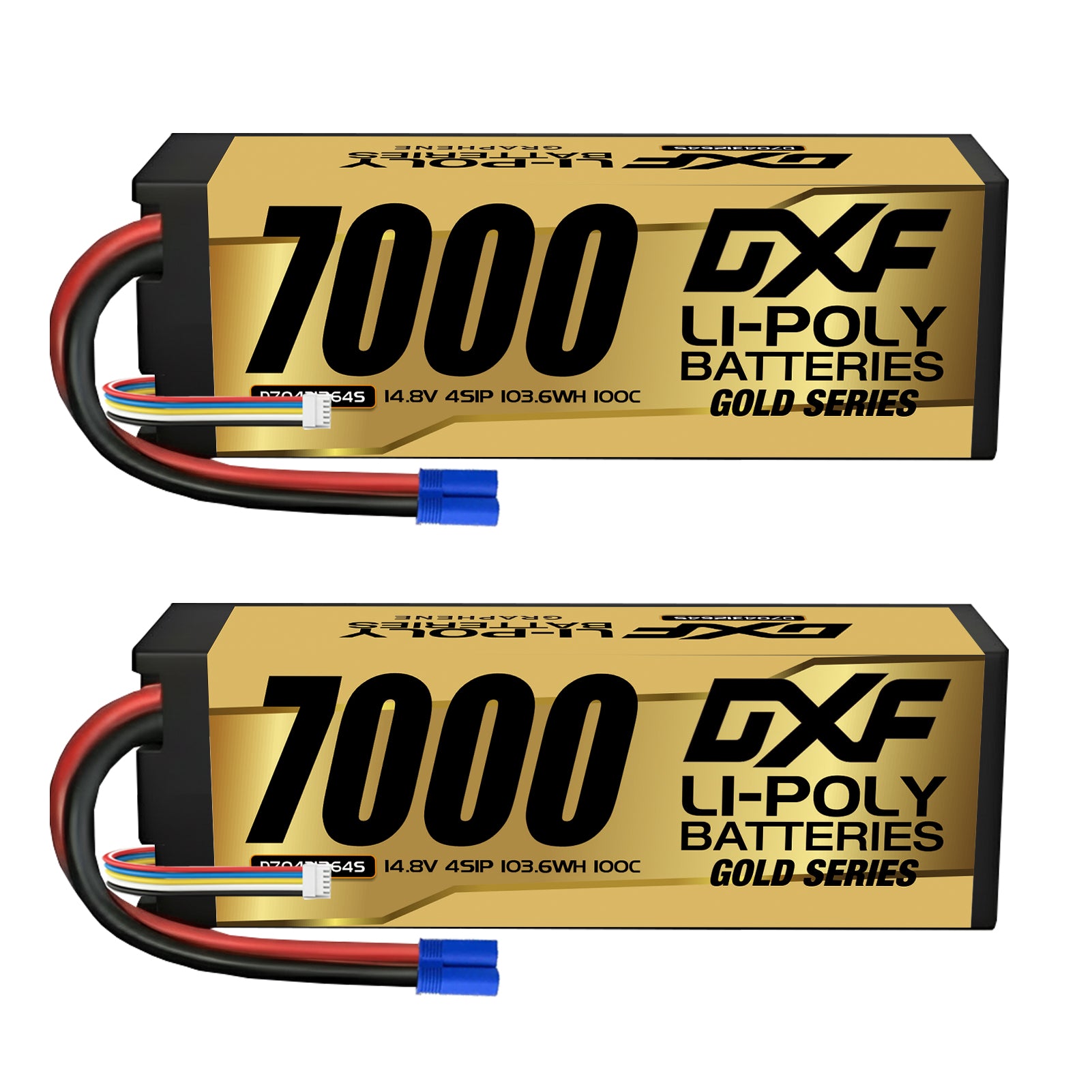 DXF GOLD VERSION 4S 14.8V 7000mAh 100C Graphene Hardcase LiPo Battery with 10AWG EC5 Plug for RC Car Truck (1-6 Pack)