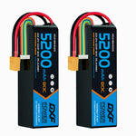 DXF 6S 22.2V 5200mAh 80C Softcase LiPo Battery with XT90 & 10AWG Wire for 1/8 RC Cars (1-6 Pack)