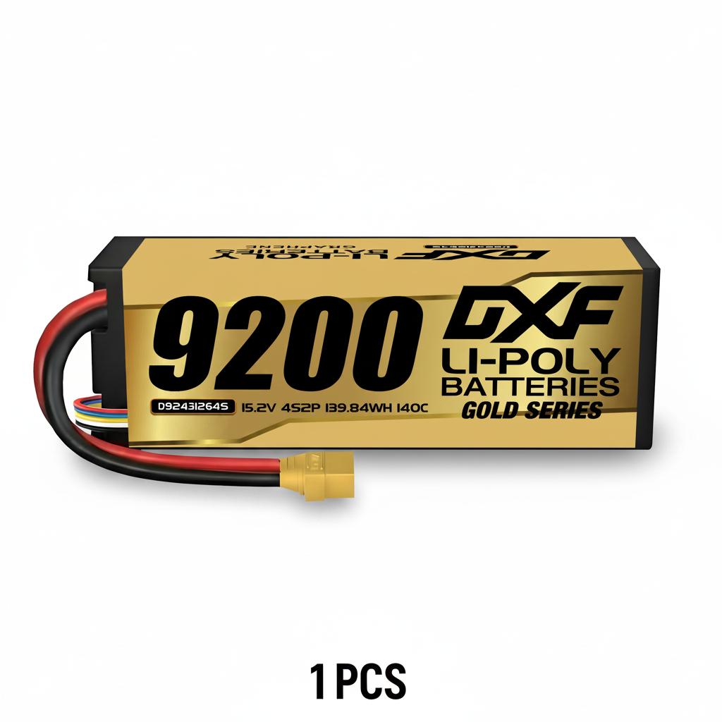 DXF GoldSeries 4S HV 15.2V 9200mAh 140C Graphene Hardcase LiPo Battery with XT90 & 10AWG Wire (1-6 Pack)