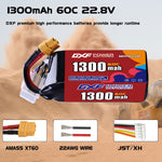 DXF LiPo Battery 6S HV 22.8V 1300mAh 60C with PH2.0 / JST / XT30 / SM / XT60 / EC5 / XT90 for FPV Drone Whoop Micro Racing