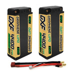 DXF 2S Shorty 7.6V 4400mAh 140C Graphene Hardcase LiPo Battery with 5mm Bullet to Deans Plug for 1/10 RC Buggies, Touring Cars & Trucks (1-6 Pack Available)