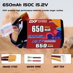 DXF 4S 15.2V 650mAh 150C LiPo Battery for FPV Micro Drones (PH2.0 / JST / XT30 / SM / XT60 / EC5 / XT90 Options)