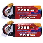 DXF 6S 22.2V 2200mAh 150C Graphene Softcase LiPo Battery with XT60 & 12AWG Wire (1-6 Pack)