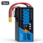 DXF SEMI-SOLID 12S 46.2V 50000mAh 15C Soft Case LiPo Battery with 8AWG Wire for Toy Cars, Boats, UAVs & Drones (1-6 Pack)