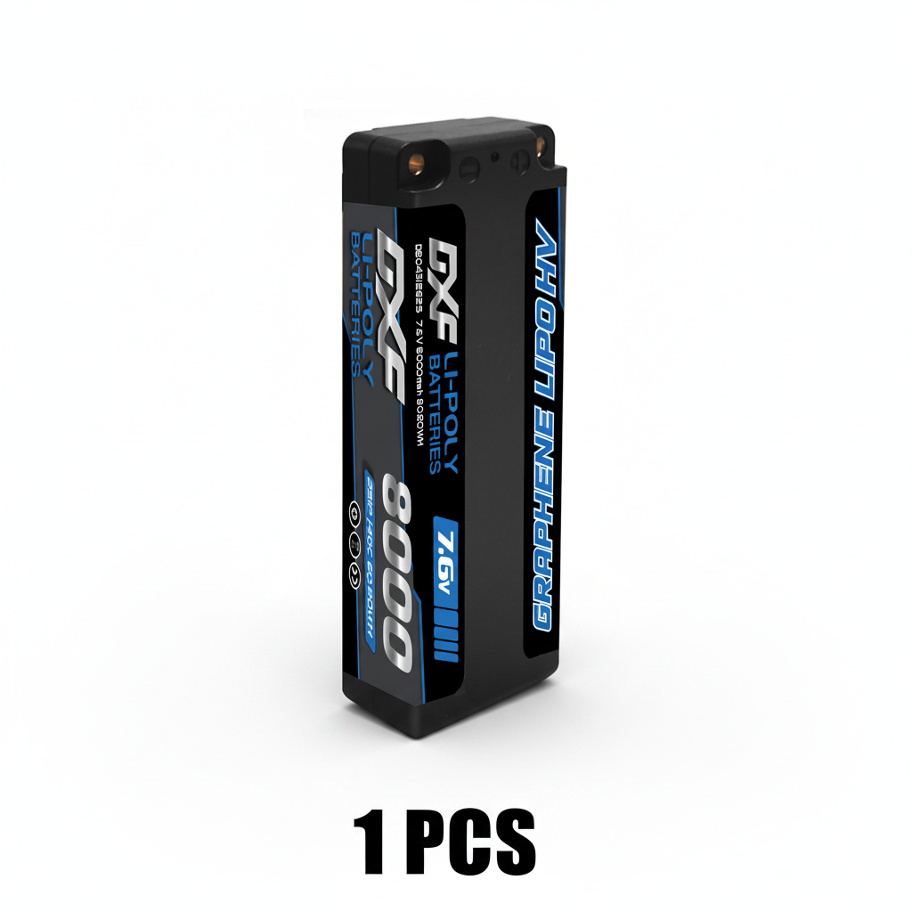 DXF 2S 7.6V Lipo Battery 140C 8000mAh Hardcase with 5mm Bullet to Deans Plug for RC 1/8 Vehicles Car Truck Tank Truggy Competition Racing Hobby