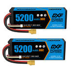 DXF 4S 14.8V 5200mAh 80C Hardcase LiPo Battery with XT90 & 10AWG Wire for RC Cars (1-6 Pack)