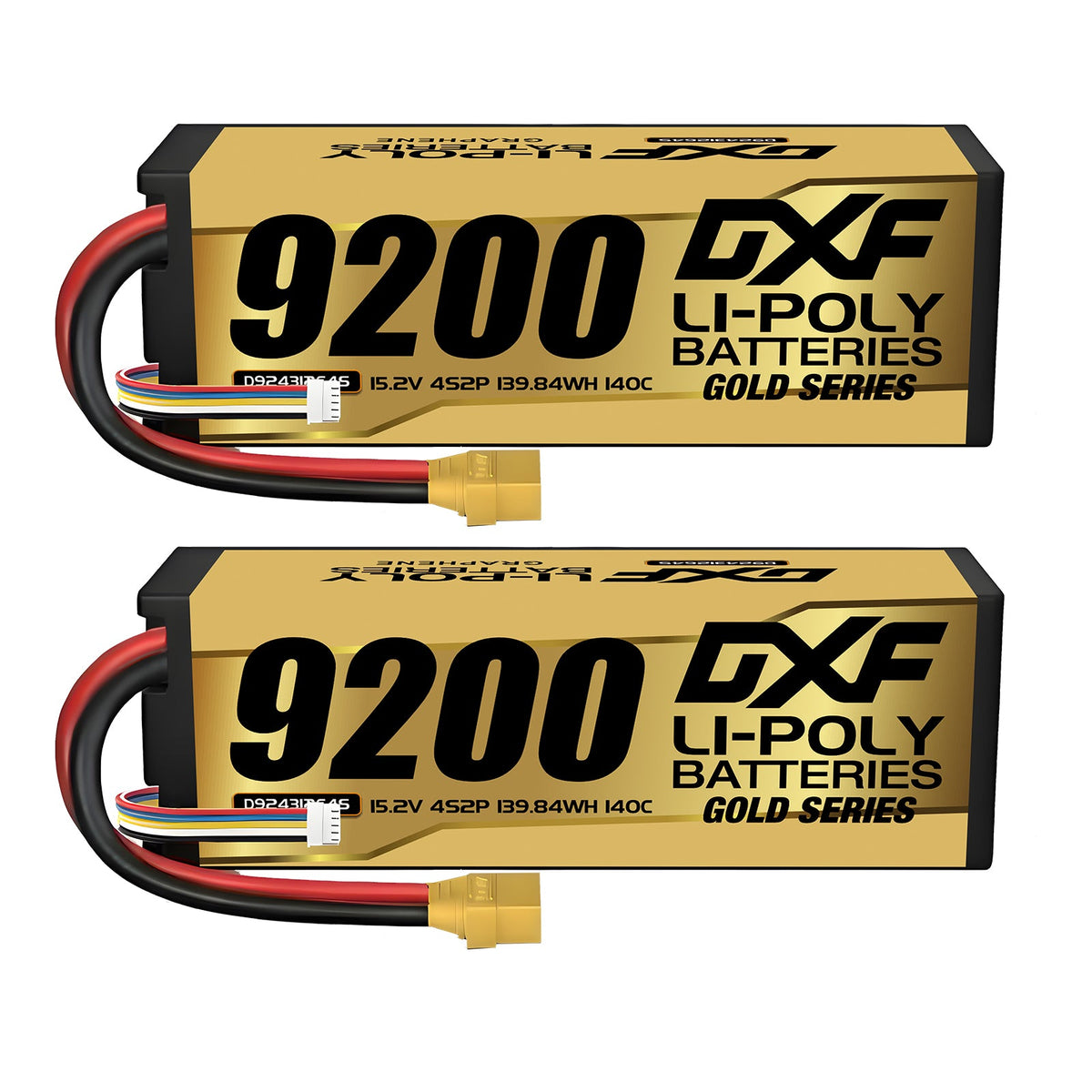 DXF GoldSeries 4S HV 15.2V 9200mAh 140C Graphene Hardcase LiPo Battery with XT90 & 10AWG Wire (1-6 Pack)