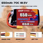 DXF LiPo Battery 5S 18.5V 650mAh 70C with PH2.0 / JST / XT30 / SM / XT60 / EC5 / XT90 for FPV Drone Whoop Micro Racing