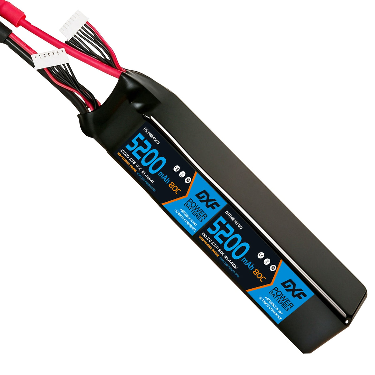 DXF LiPo Battery 12S 44.4V 5200mAh 80C Graphene Softcase Blue with EC5 / T / TRX / XT60 / XT90 / XT150 / Q8s Plug for RC 1/8 1/10 Buggy Truck Car Off-Road Drone