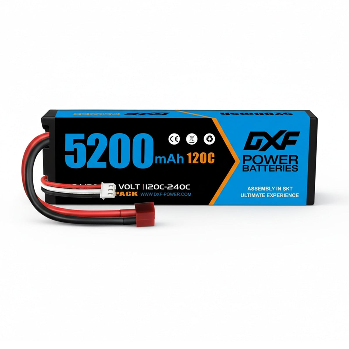 DXF LiPo Battery 2S 7.4V 5200mAh 120C Graphene Hardcase with EC5 / T / TRX / XT60 / XT90 / XT150 / Q8s Plug for RC 1/8 1/10 Buggy Truck Car Off-Road Drone