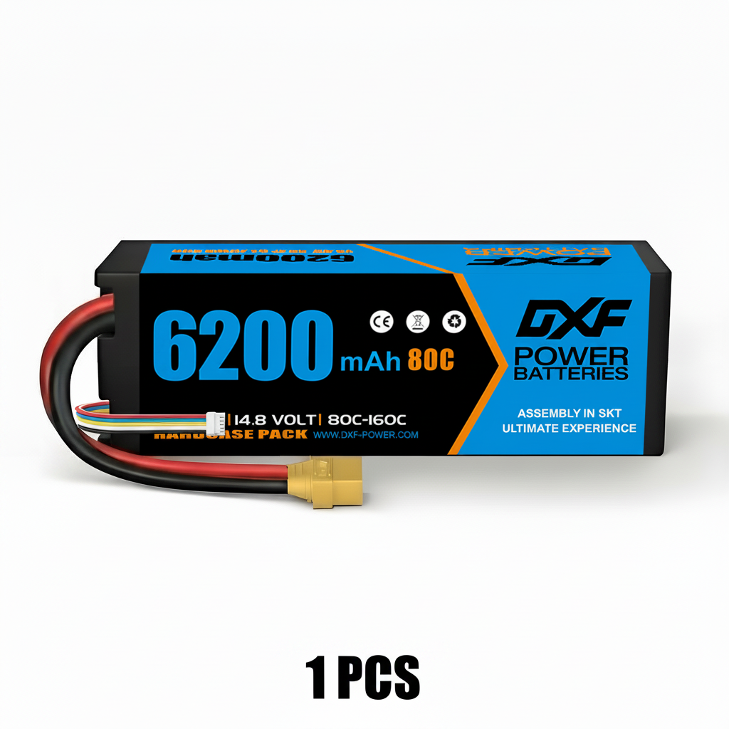 DXF 4S 14.8V 6200mAh 80C Graphene Hardcase LiPo Battery XT90 for 1/8 1/10 RC Buggy Truck Car Drone (1-6 Pack)